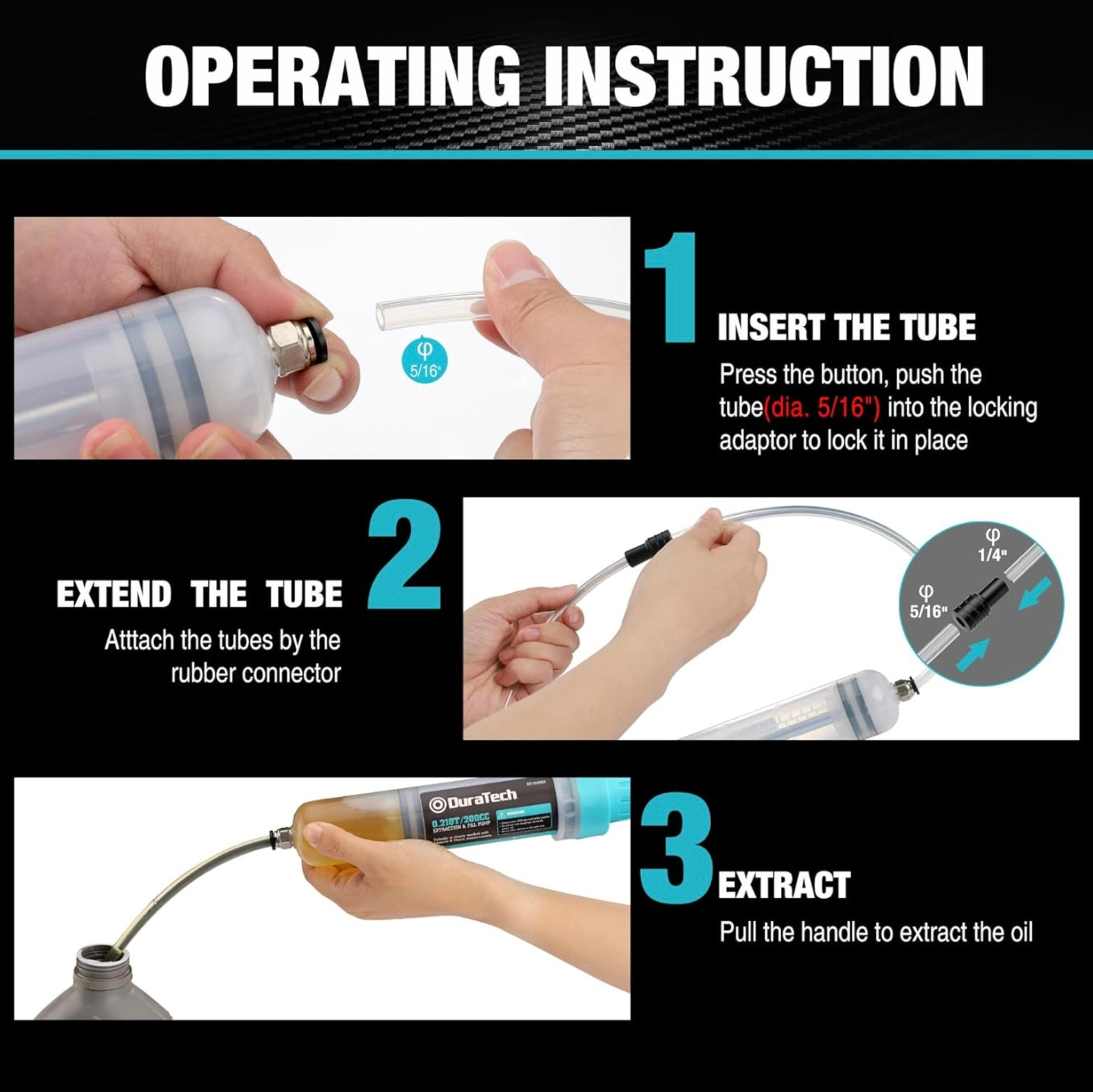DURATECH 200CC Automotive Fluid Extractor w/ Long Extension Tubes