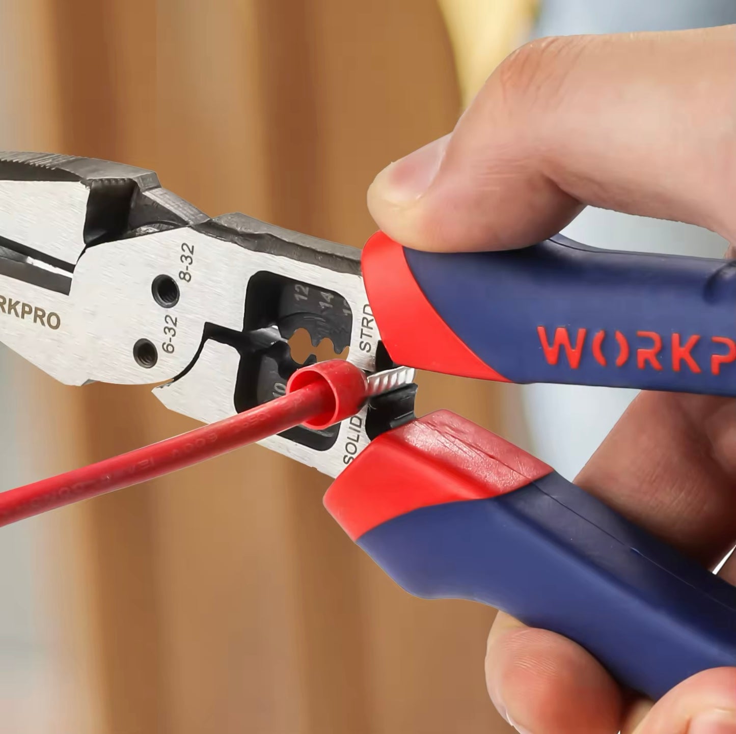 WORKPRO 8” Multi-Combination Pliers w/ Wire Cutter, Stripper, Crimper