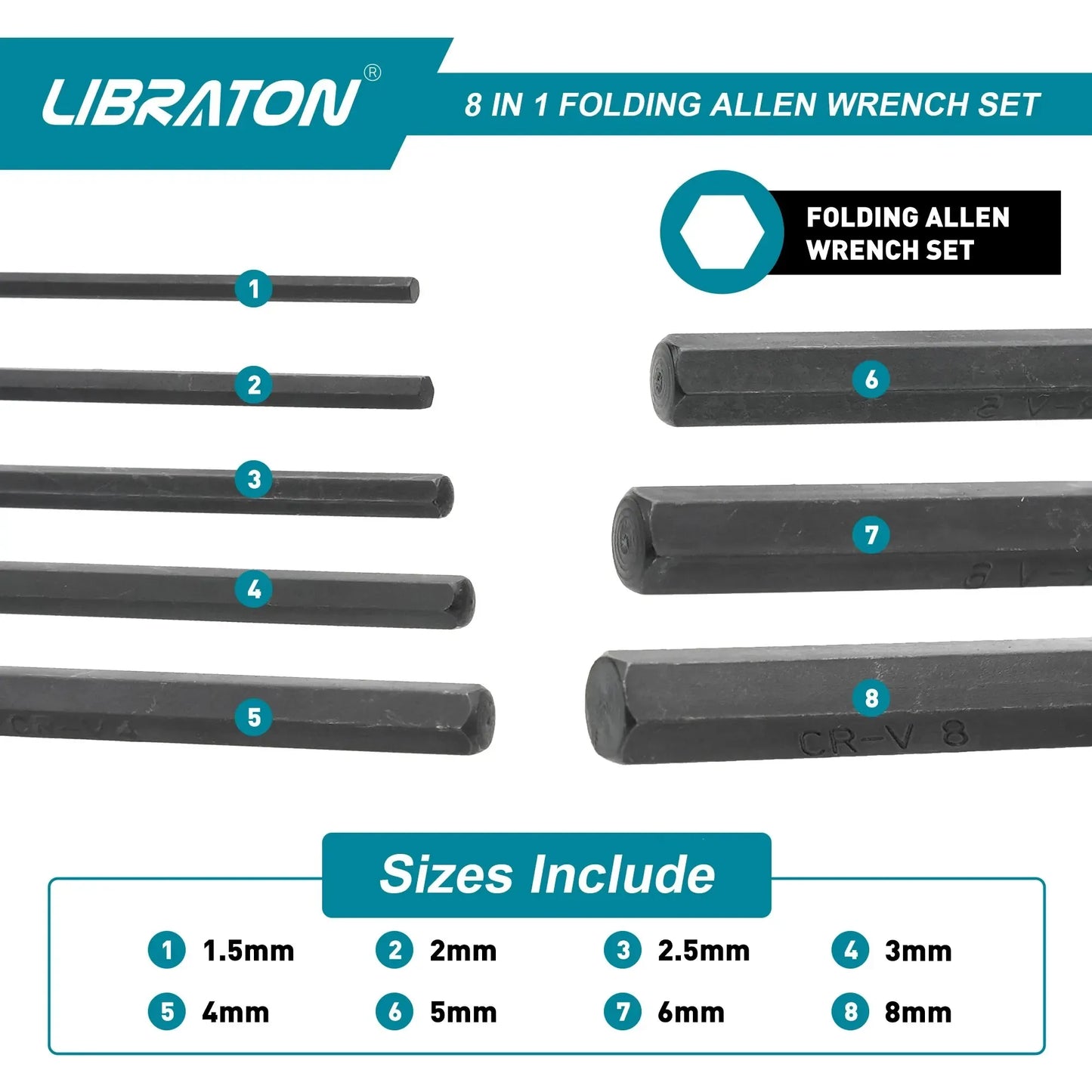LIBRATON 8-IN-1 Folding Allen Wrench Set