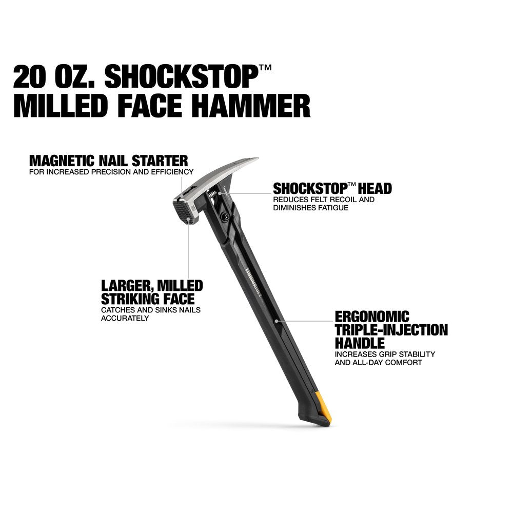 TOUGHBUILT 20 Oz. Shockstop Steel Rip Hammer - Milled Face