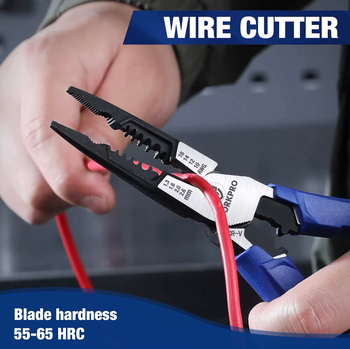 WORKPRO 8” Multifunctional Long Nose Pliers w/ Wire Cutter, Stripper, Crimper