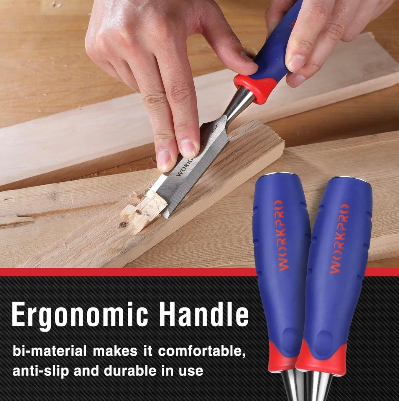 WORKPRO 3-piece Wood Chisel Set w/ Hammer End