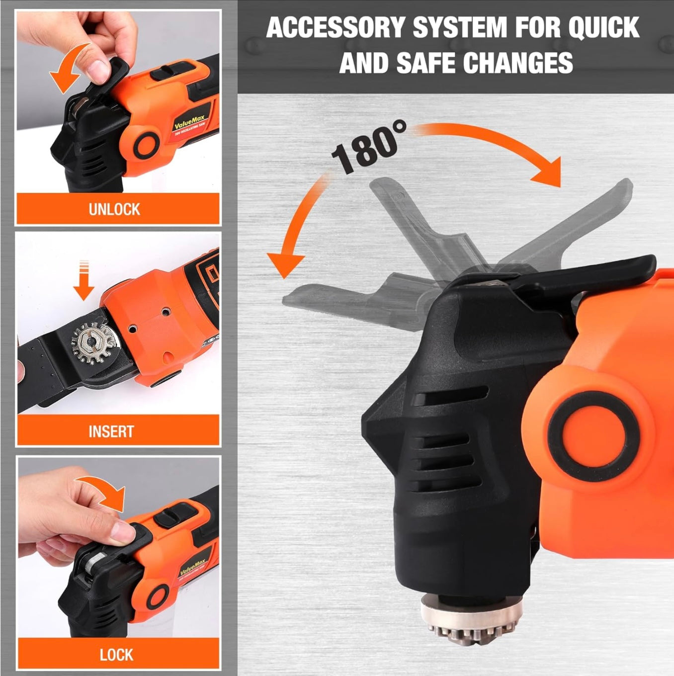 ValueMax 16PC 20V Cordless Oscillating Tool Set w/ Battery, 3.6°Oscillation Angle, 6 Variable Speed, Blades, Carrying Bag