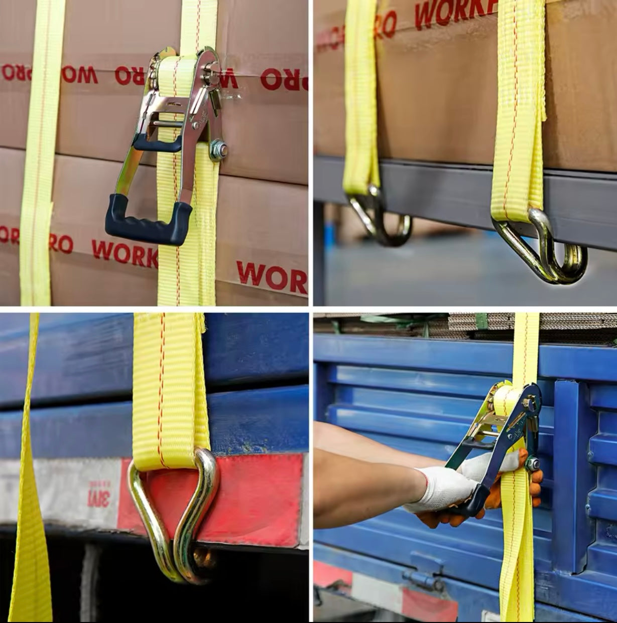 WORKPRO 3Pc Buckle Tie-Down Belt Cargo Strap
