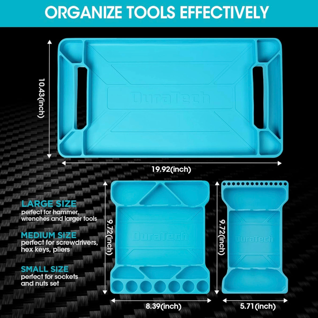 DURATECH 3PK Flexible Silicone Tool Tray