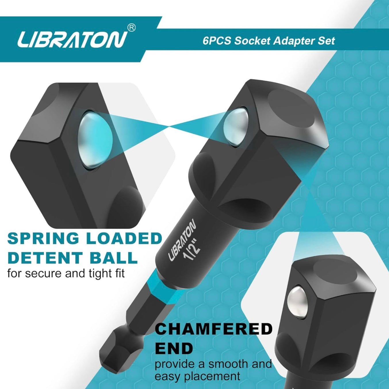 Libraton 6PC Impact Grade Socket Adapter Extension Set w/ Storage Bag - 1/4”, 3/8”, 1/2” (3” & 6”)