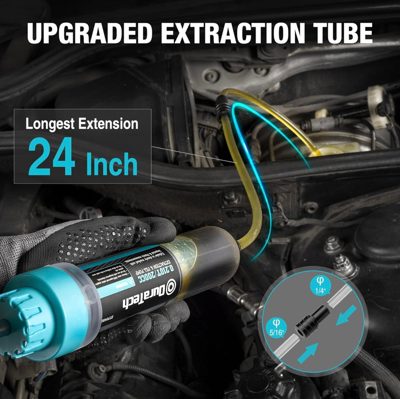 DURATECH 200CC Automotive Fluid Extractor w/ Long Extension Tubes