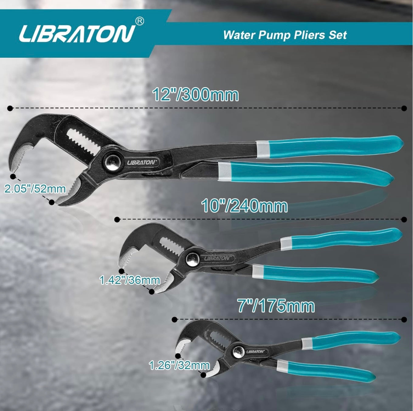 LIBRATON 3PC Groove Joint Pliers Set