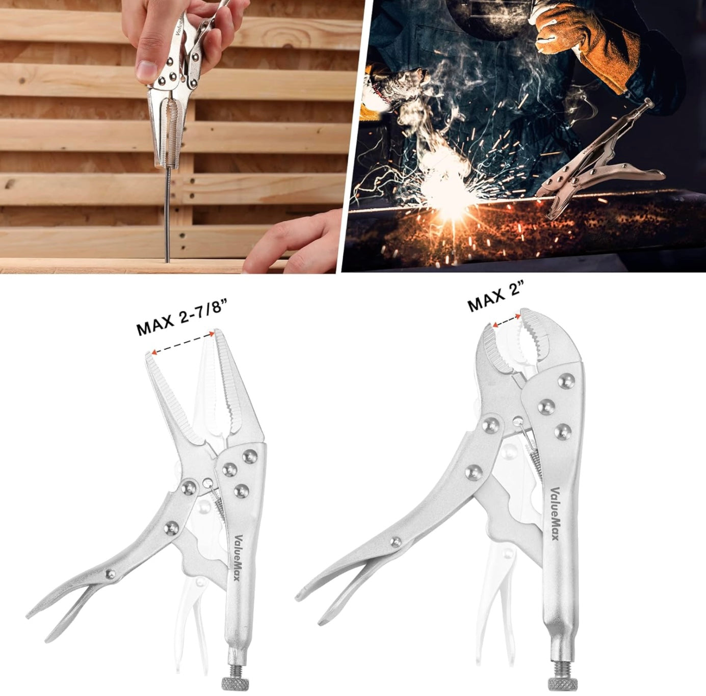 ValueMax 8PC Pliers & Wrench Set w/ Linesman, Locking, Needle Nose, Groove Joint, Slip Joint, Diagonal Pliers, Adjustable Wrench