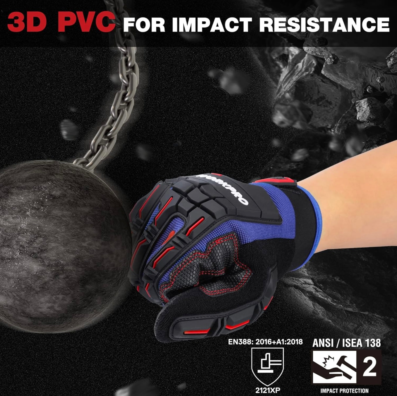 WORKPRO Heavy Duty Impact Protection Work Gloves - M, L, XL
