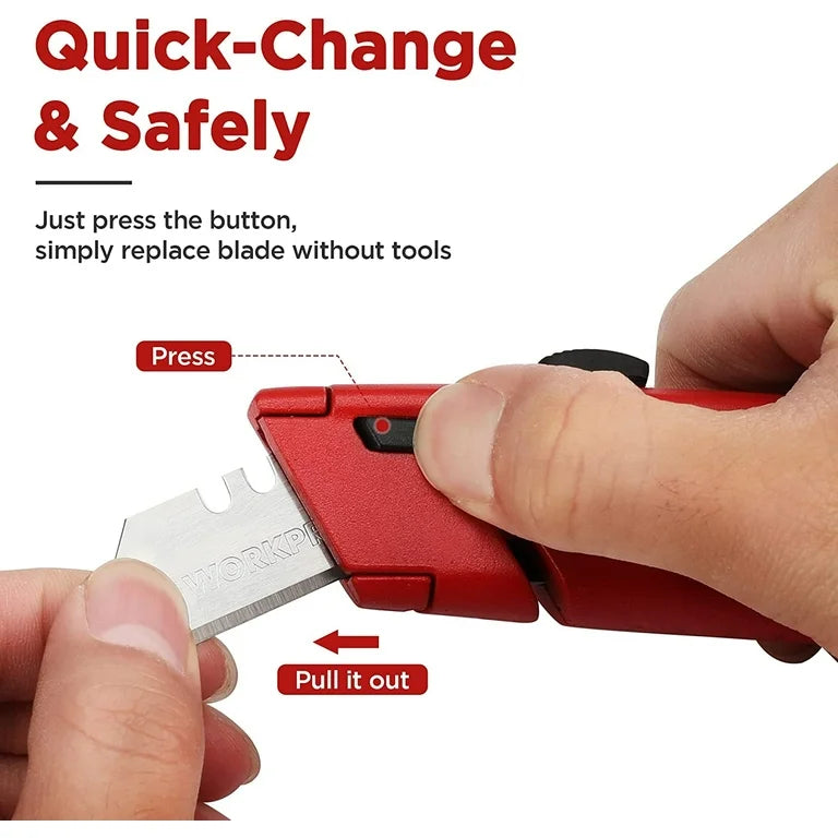 WORKPRO Quick-Change Retractable Box Cutter w/ Extra SK5 Blades