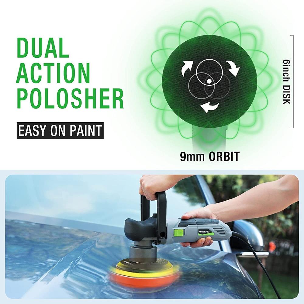 WORKPRO 6400RPM 6 Inch Dual Action Buffer Polisher Kit w/ 6 Variable Speeds