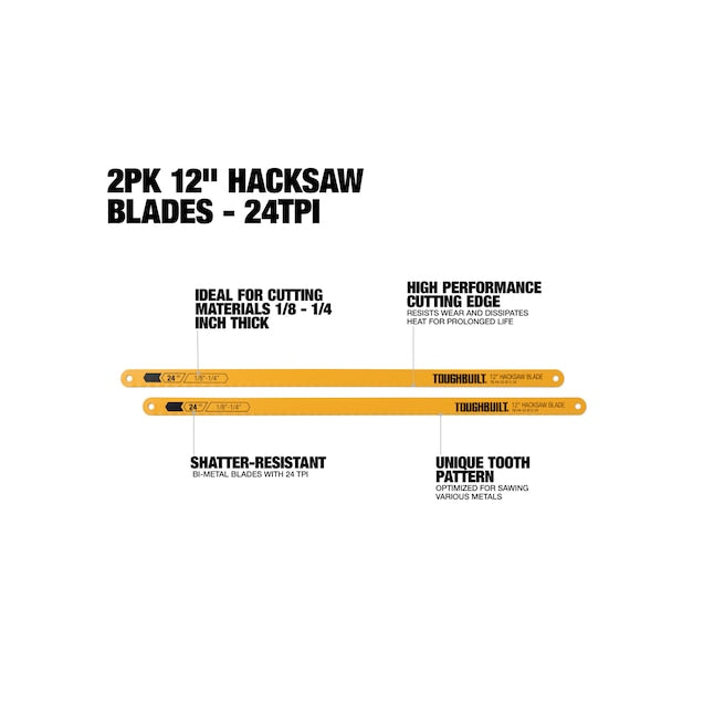 TOUGHBUILT 2Pk 12IN Hacksaw Blades - 24TPI