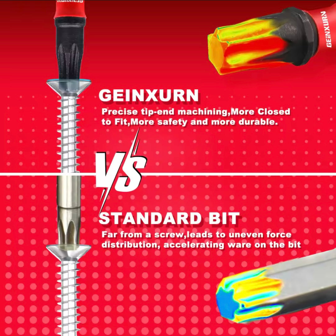 GEINXURN 10PC Impact X50 Power Driver Bit Set w/ Extension, Socket Adapter
