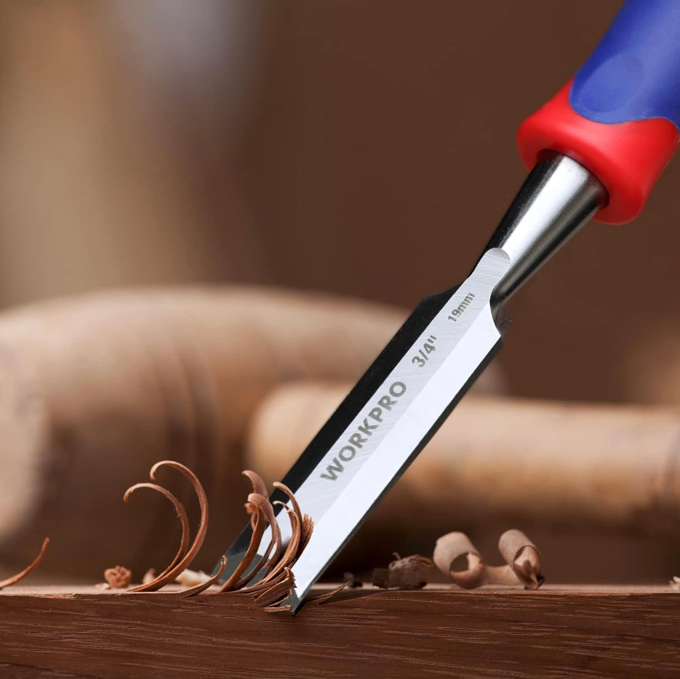 WORKPRO 3-piece Wood Chisel Set w/ Hammer End