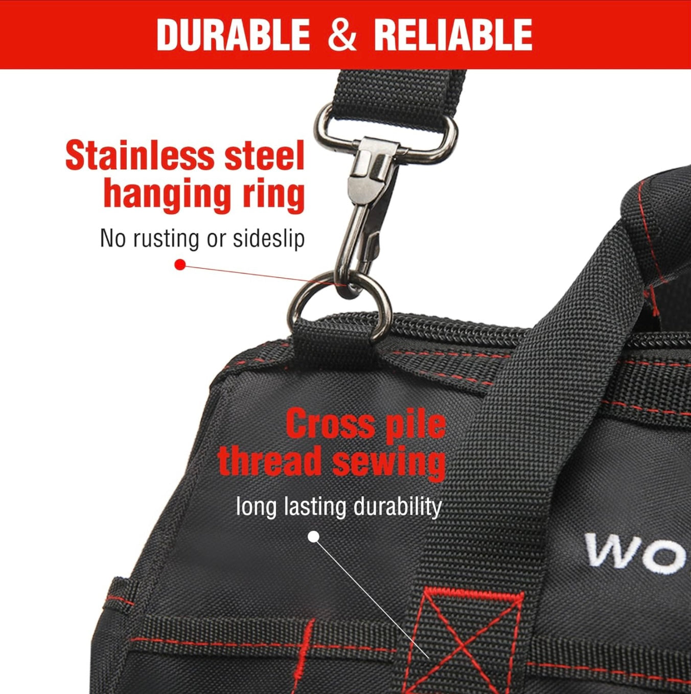 WORKPRO 16” Close Top Wide Mouth Tool Storage Bag w/ Water Proof Rubber Base