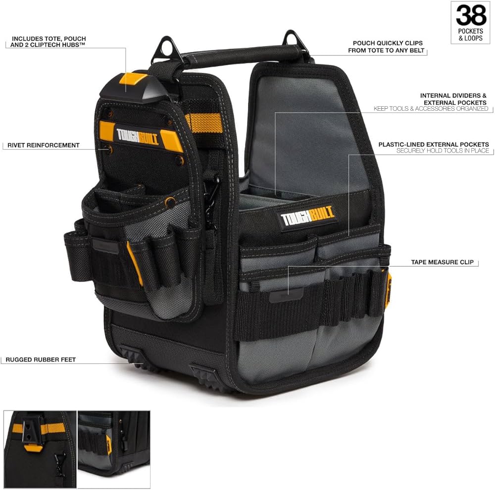 TOUGHBUILT 8” Tote + Pouch W/ Cliptech