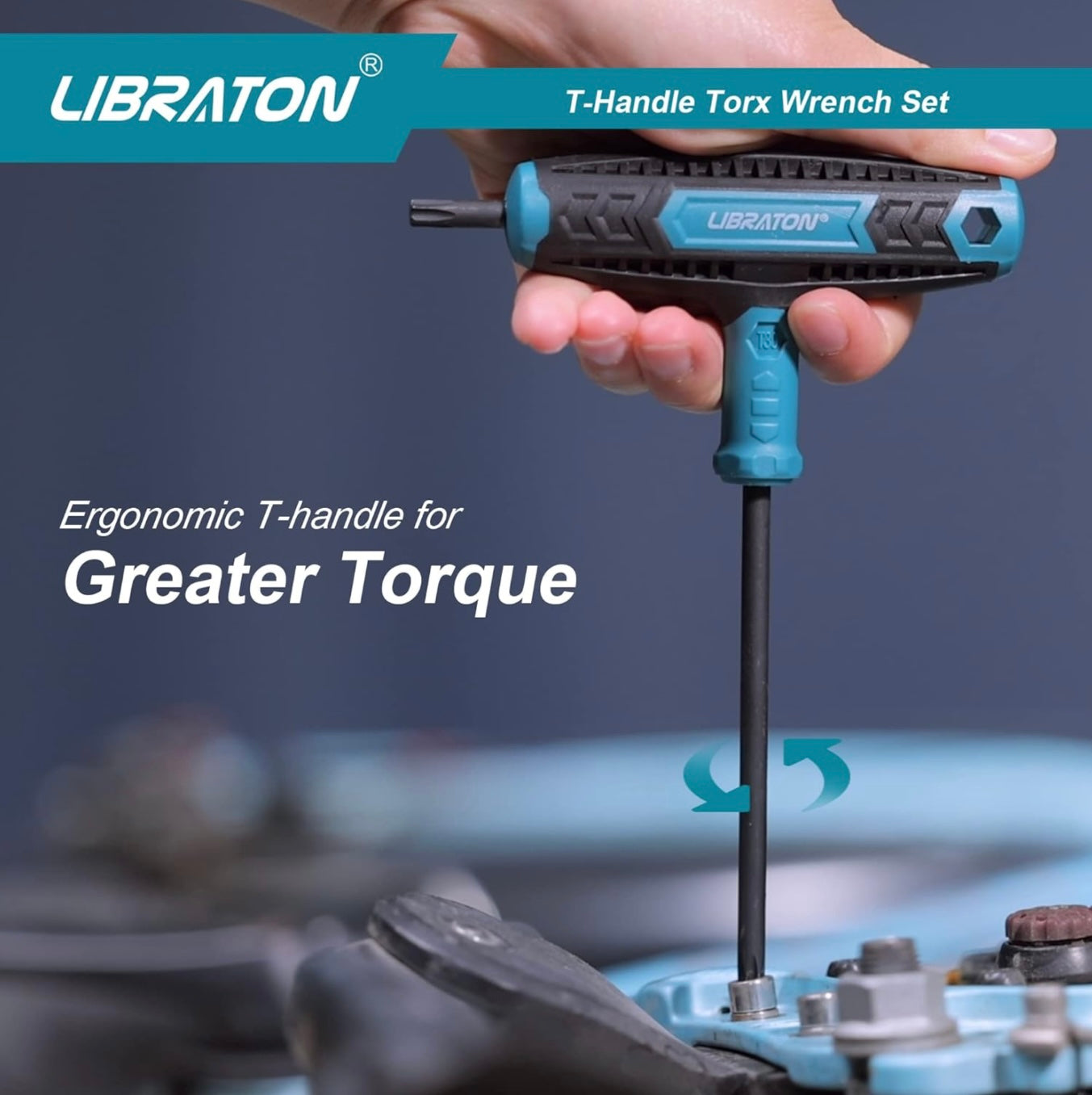LIBRATON 7PC T Handle Wrench Set - Torx T10, T15, T20, T24, T27, T30, T40, Two-tip Design, w/ Storage Box