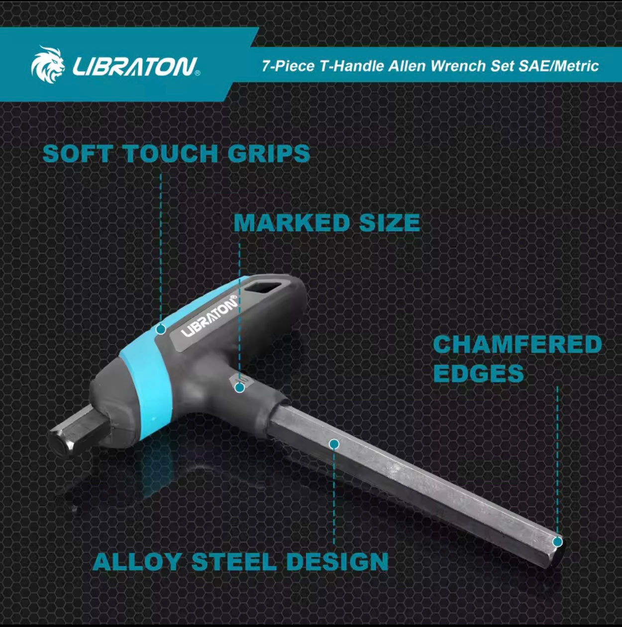 LIBRATON 7PC T-Handle Allen Wrench Set - Metric/SAE