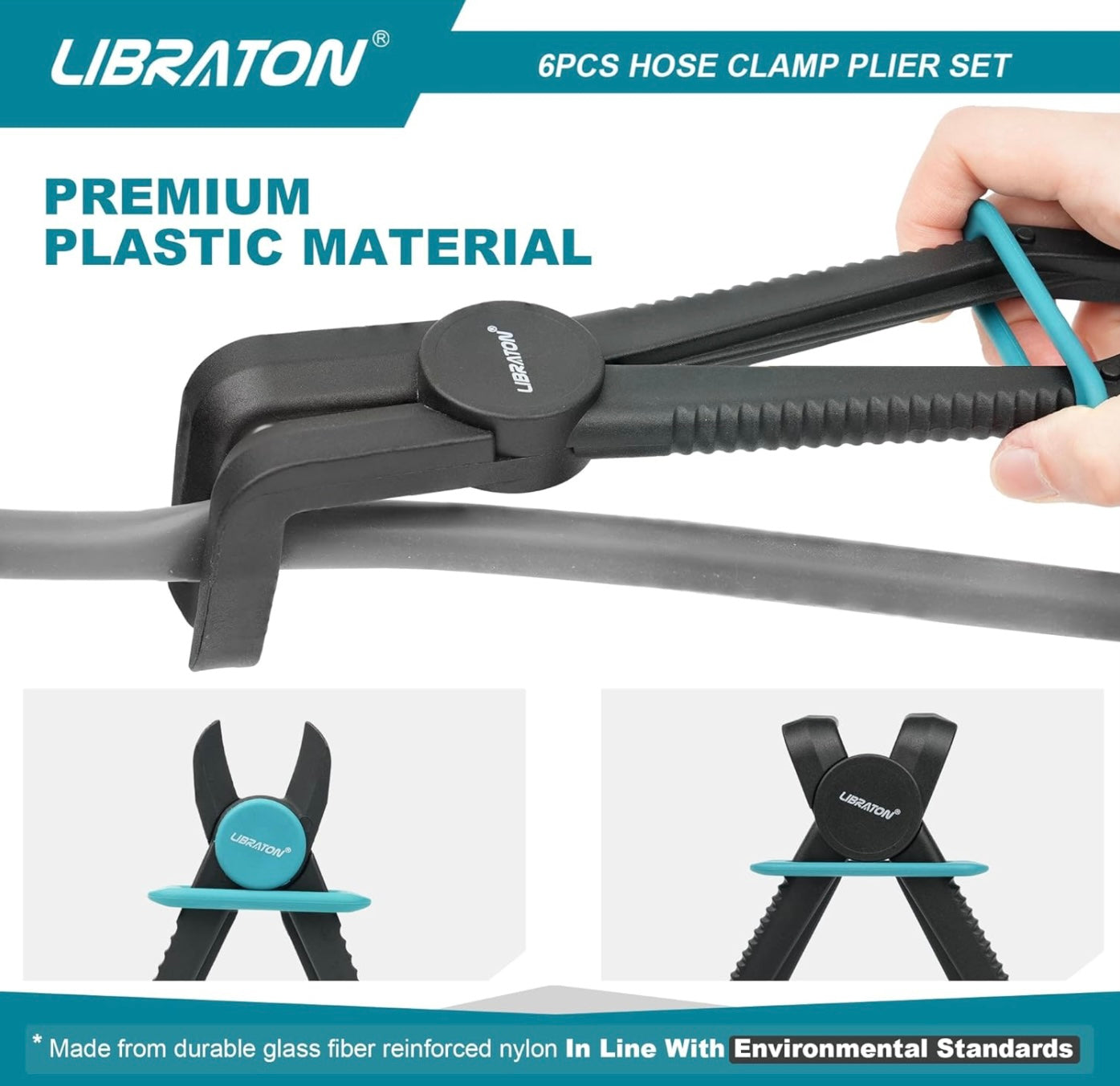 Libraton 6PC Hose Clamp Pliers Set w/ 90-Degree & Straight