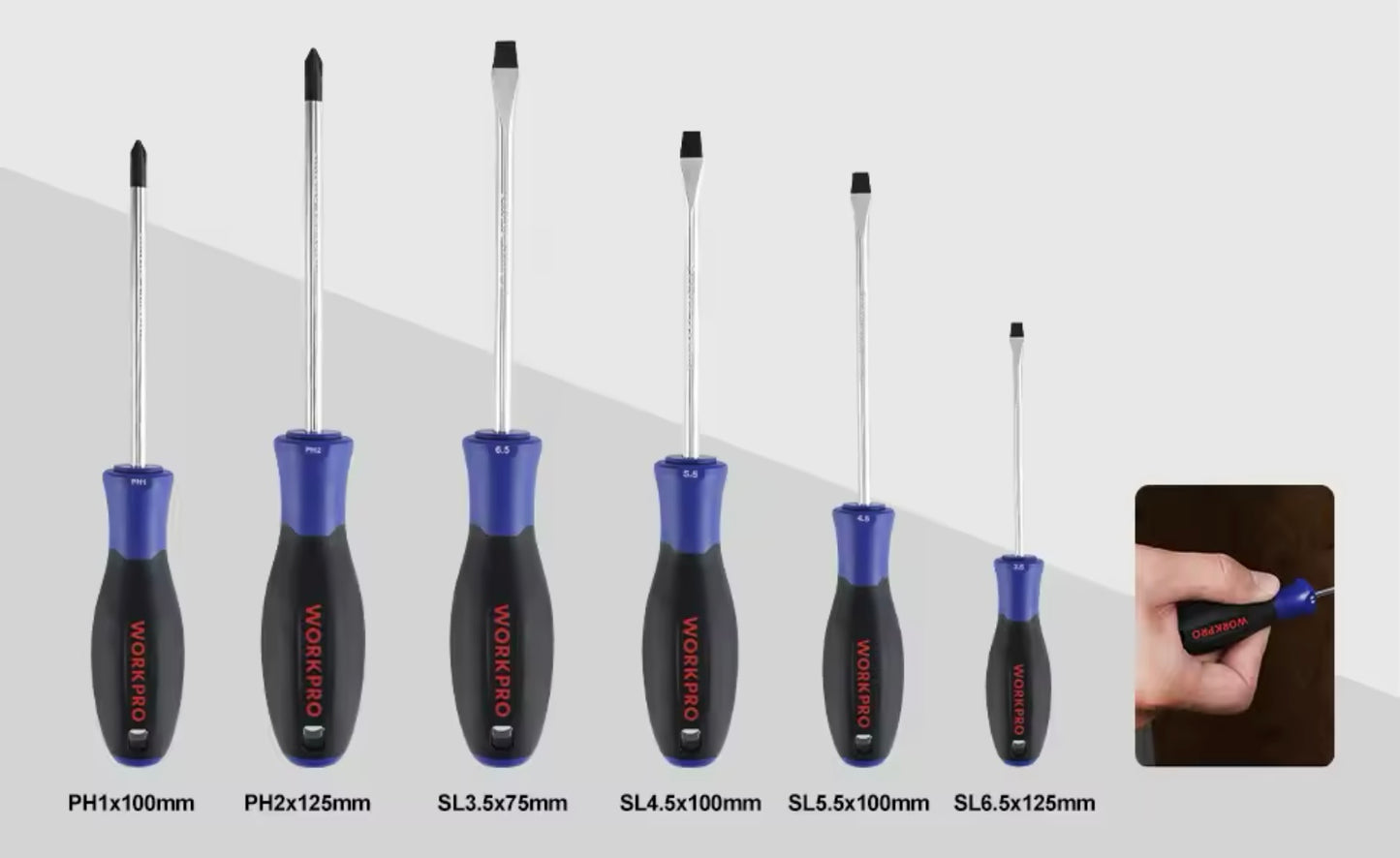 WORKPRO 6Pc Screwdriver Set w/ Magnetic Tips