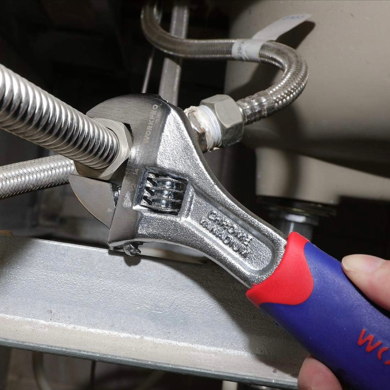 WORKPRO 3-piece Adjustable Wrench Set w/ Rubberized Anti-Slip Grips - 10”, 8”, 6”