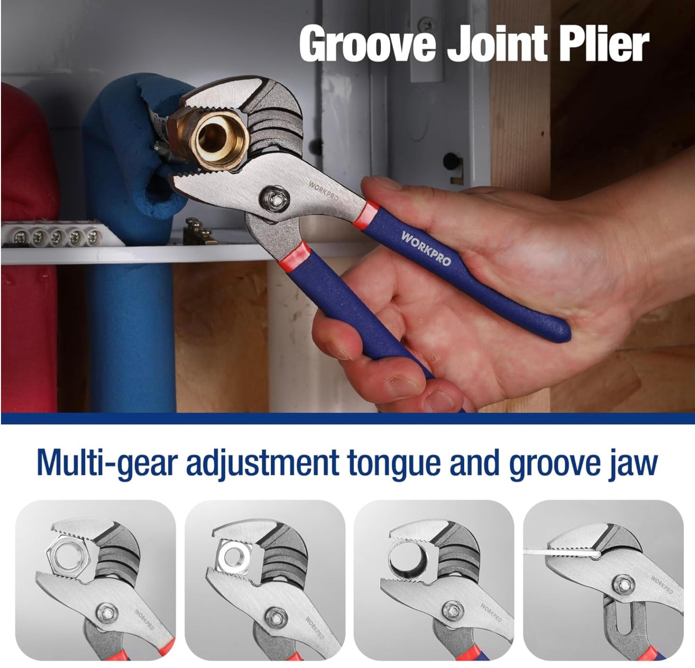 WORKPRO 7Pc Pliers Set w/ Groove Joint, Long Nose, Slip Joint, Linesman, and Diagonal Pliers