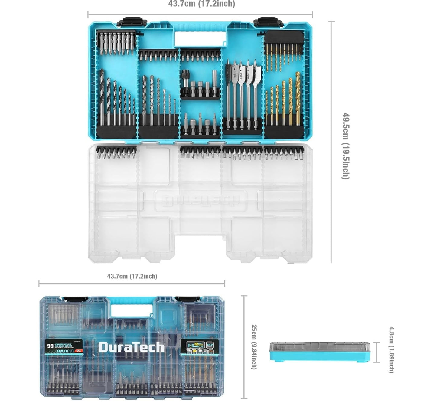 DuraTech 99 PC High Speed Steel Titanium Drill and Screwdriver Bit Set w/ Tough Case