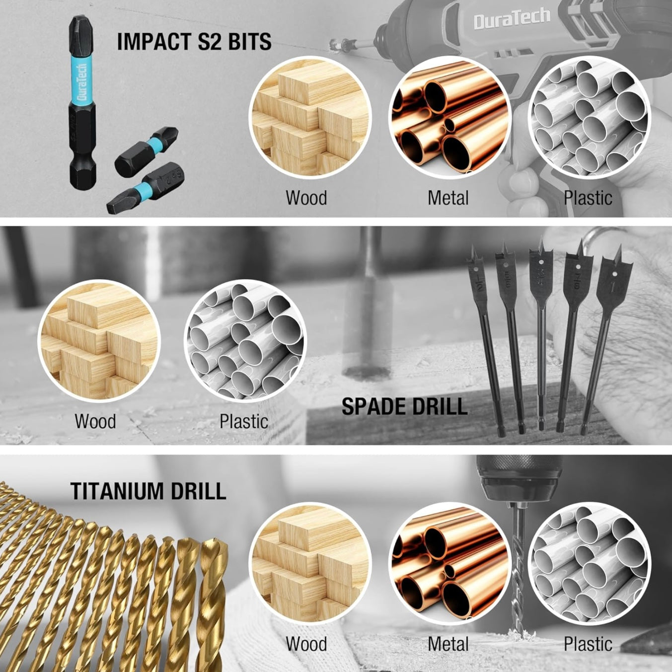 DuraTech 87 PCS Impact Screwdriver Bit and Drill Bit Set w/ Quick Fit Tough Case