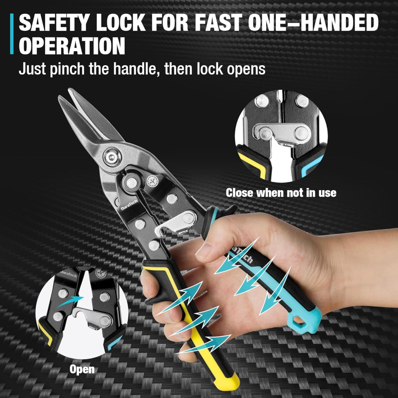 DURATECH 10 Inch Straight Cut Aviation Snips w/ Visible Cutting Length