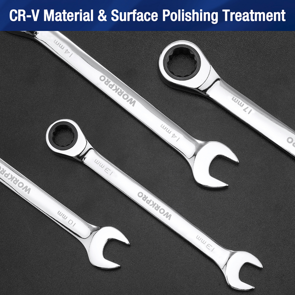 WORKPRO 22Pc Ratcheting Combination Wrench Set