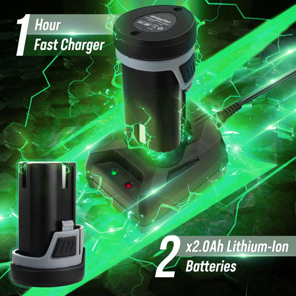 WORKPRO 6” Dual Action Cordless Buffer Polisher w/ 2Pc 12V Rechargeable Batteries