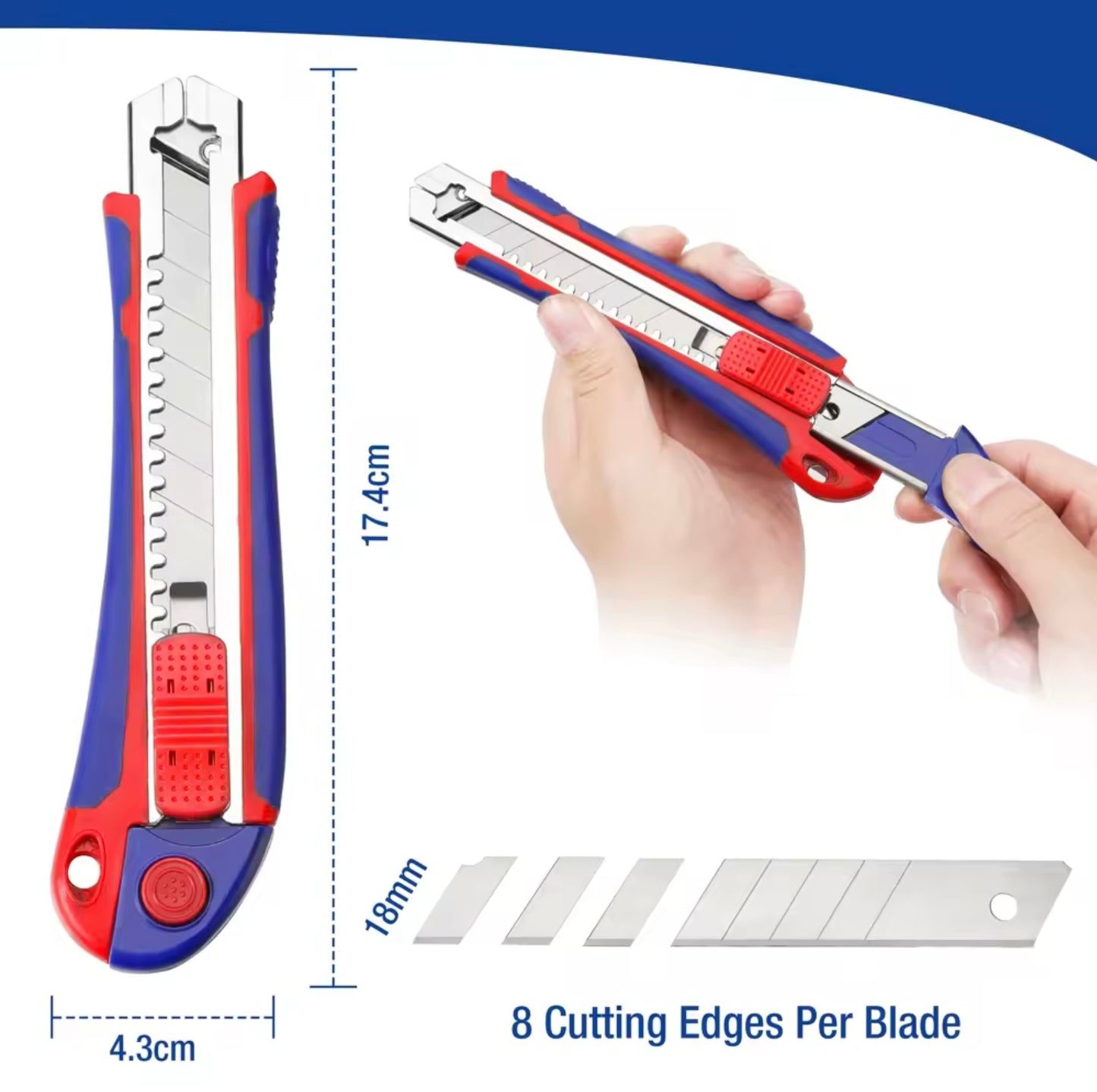 WORKPRO Retractable Snap-Off Box Cutter w/ SK5 Extra Blades