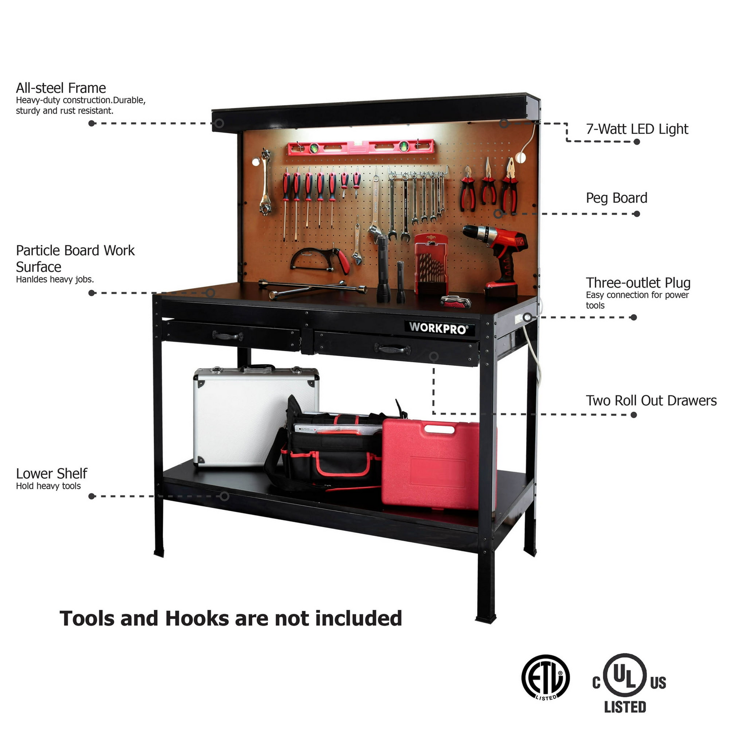 WORKPRO Multi-Purpose 48” Workbench w/ Work Light