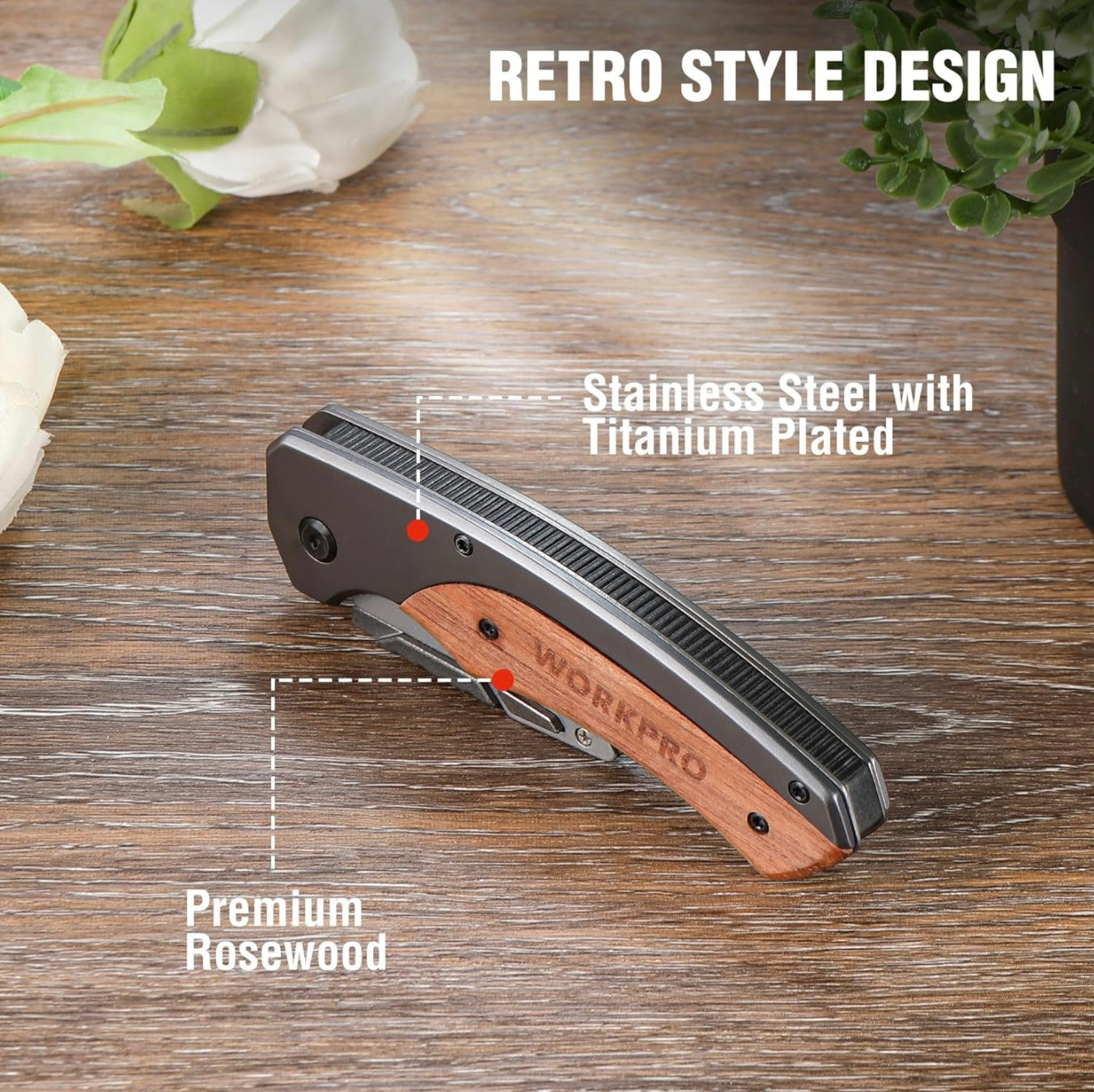 WORKPRO Quick-Change Blade Folding Utility Knife w/ Stainless Steel Head & Liner Lock