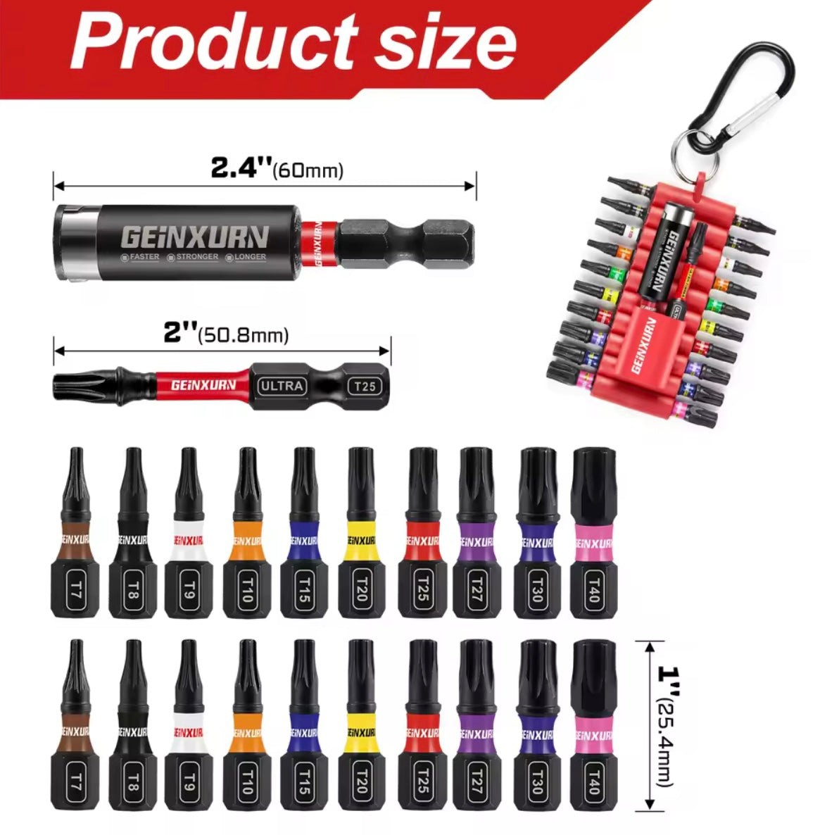 GEINXURN 22PC Magnetic Torx Driver Bit Set w/ Bit Holder, Organizer Sleeve