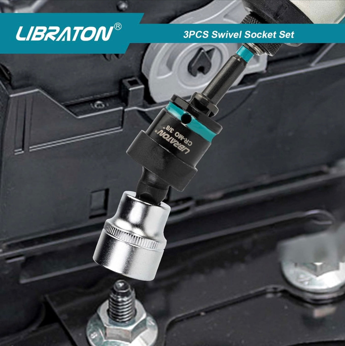 LIBRATON 3PC Impact Swivel Socket - 1/4”, 3/8”, 1/2” Drive