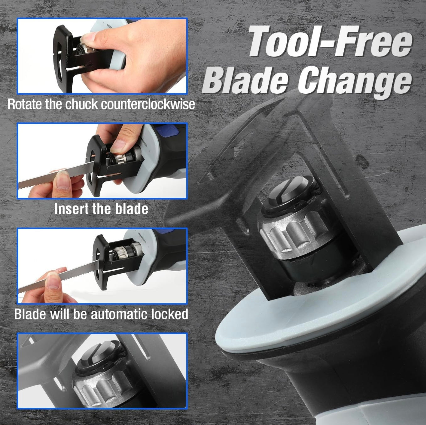WORKPRO 12V Cordless Reciprocating Saw W/ Clamping Jaw + Charger & 3 Blades