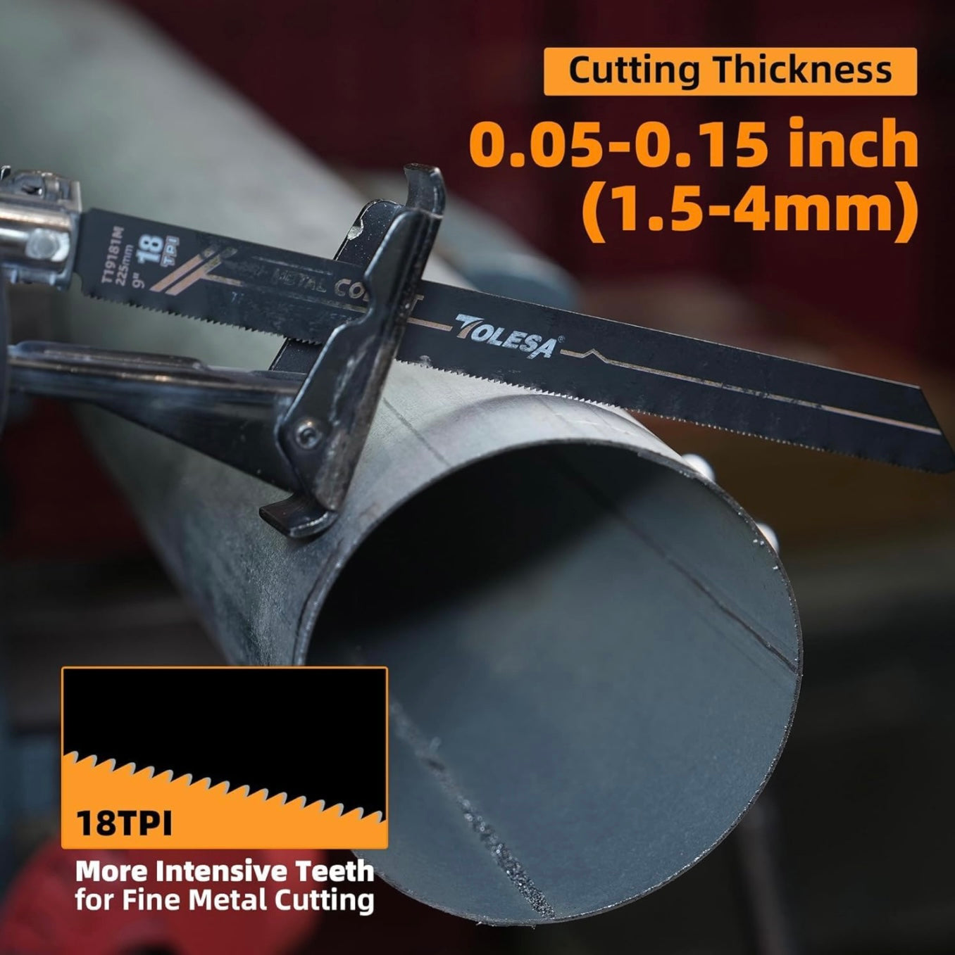 TOLESA 10PC 6”/9” Thin Sheet Metal 18TPI Reciprocating Saw Blades