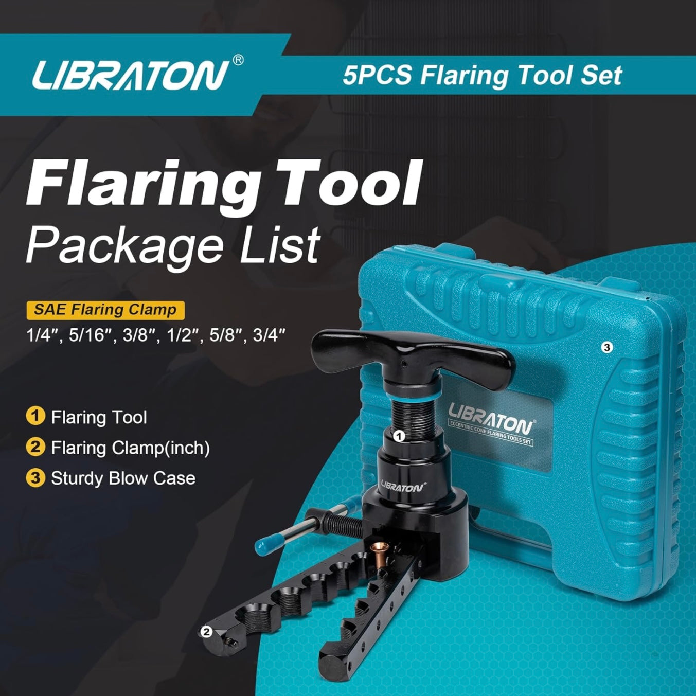 LIBRATON 45° Eccentric Single Flare Tool Kit for 1/4"-3/4"