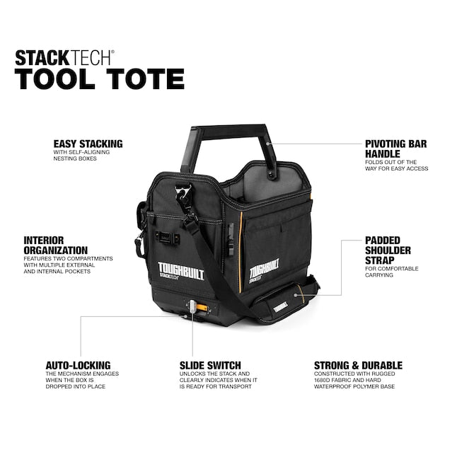 TOUGHBUILT STACKTECH Black Polyester 18-in Tool Tote