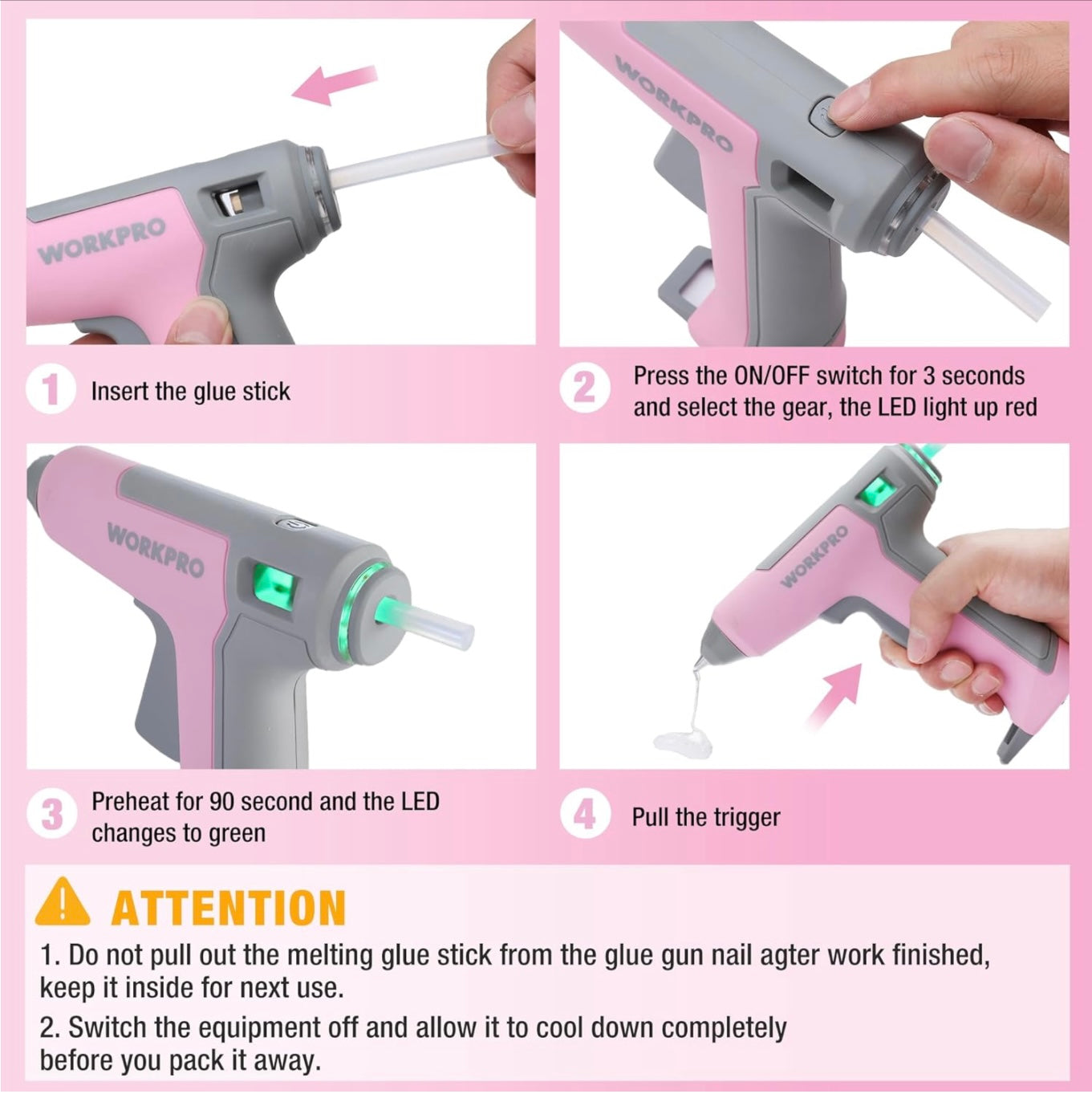 WORKPRO 3.6V Cordless Hot Glue Gun