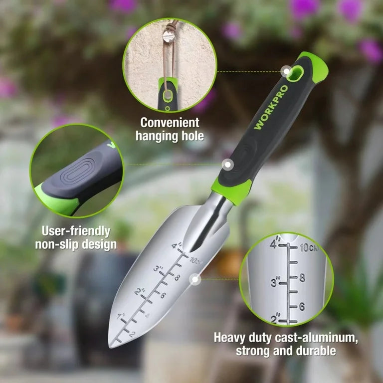WORKPRO 5Pc Garden Tool Set - Trowel, Transplanter, Weeder, Hand Fork, Hand Rake