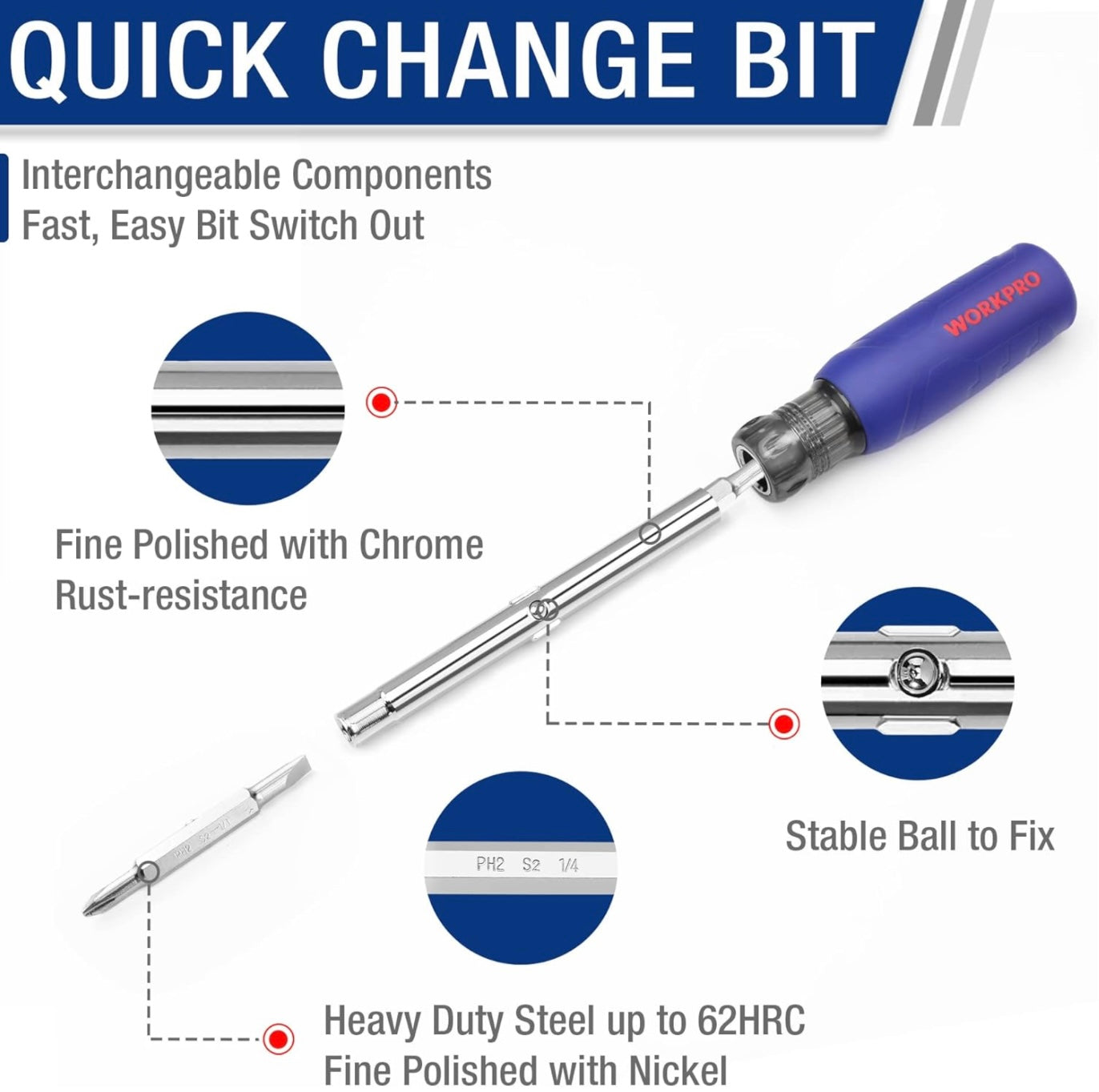 WORKPRO 6-IN-1 Multi-bit Screwdriver