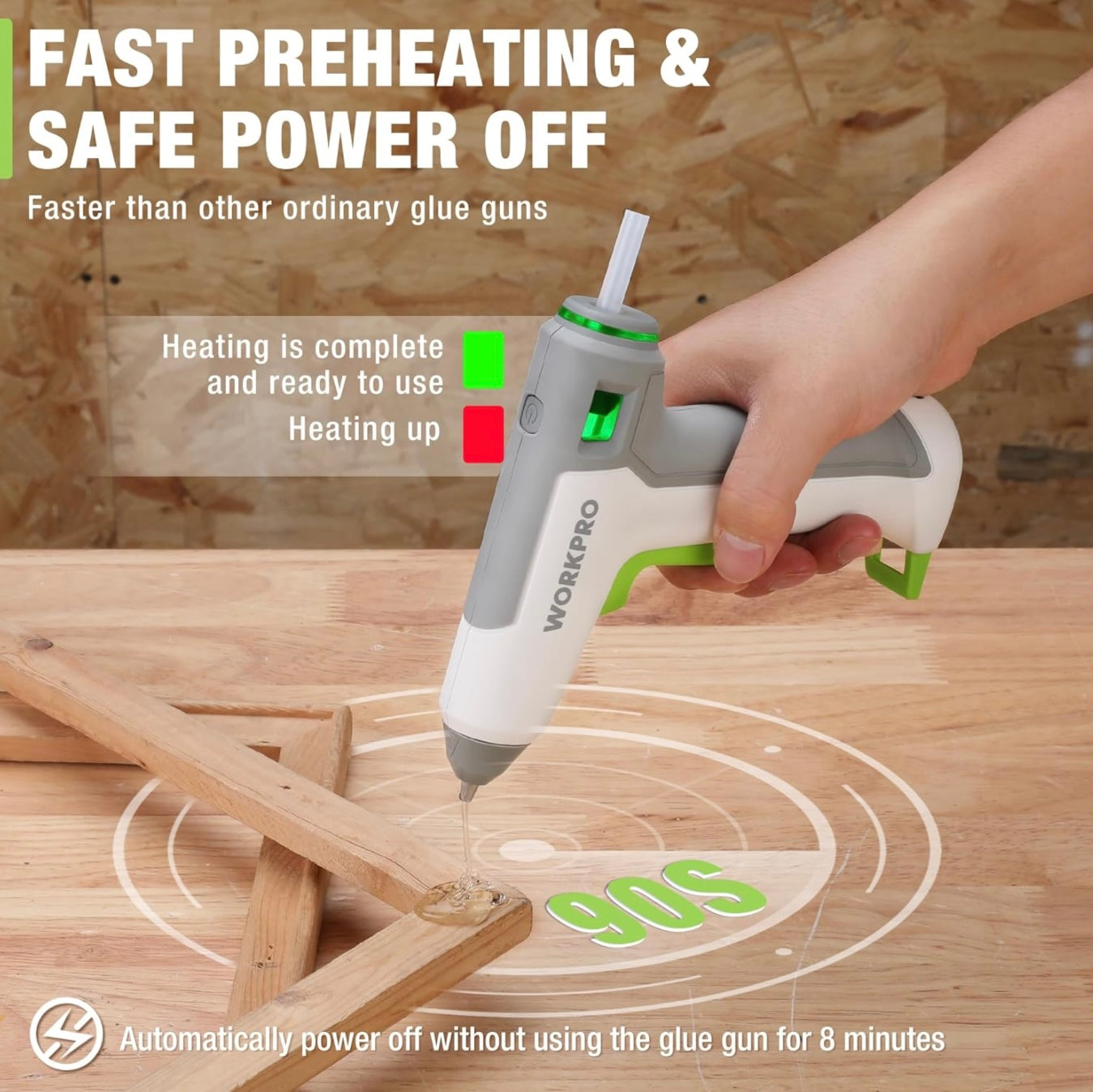 WORKPRO 3.6V Cordless Hot Glue Gun