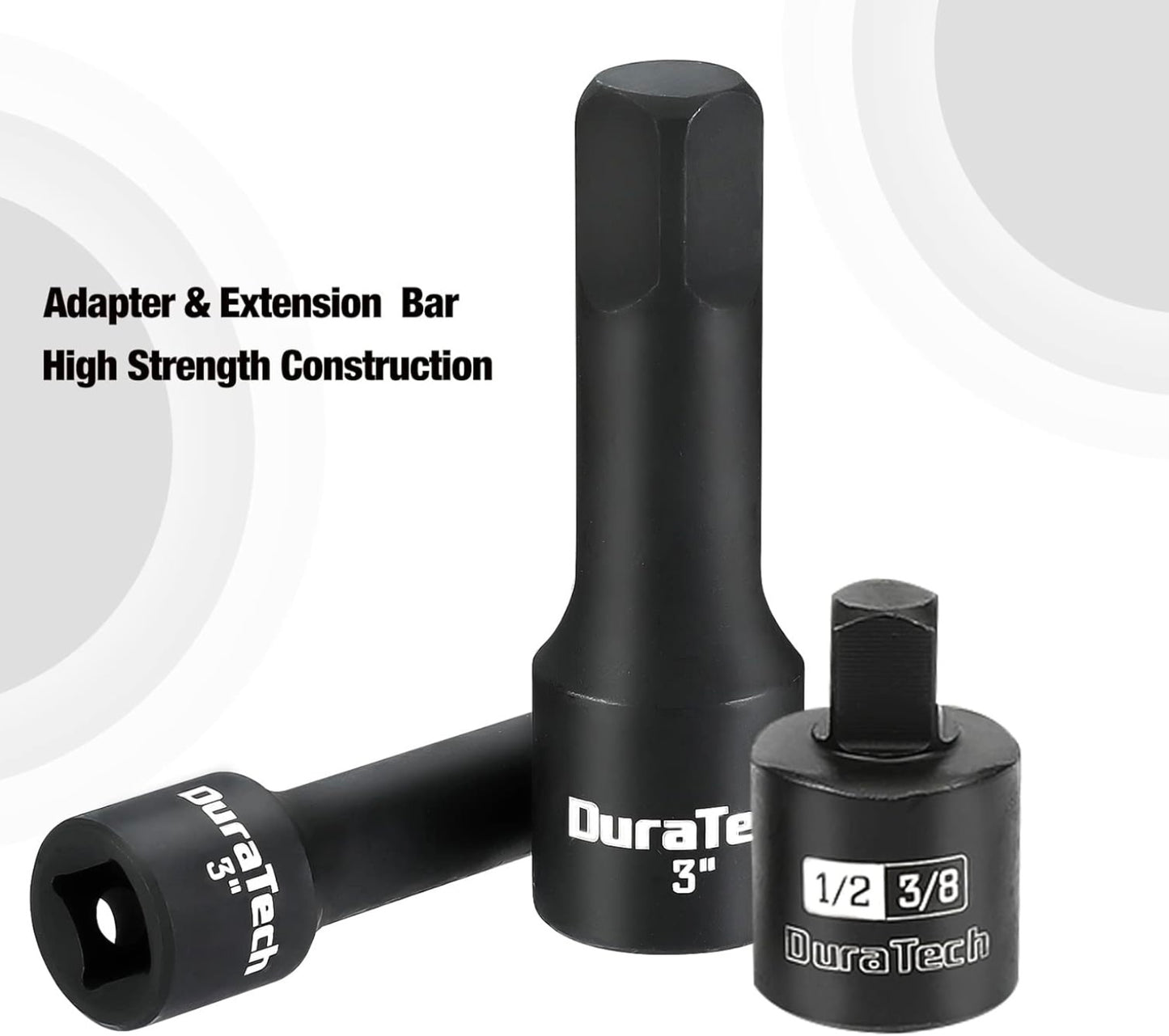 DURATECH 38PC 1/2" & 3/8" Drive Impact Socket Set, Metric/SAE Sockets w/ Extension Bars and Impact Adapter