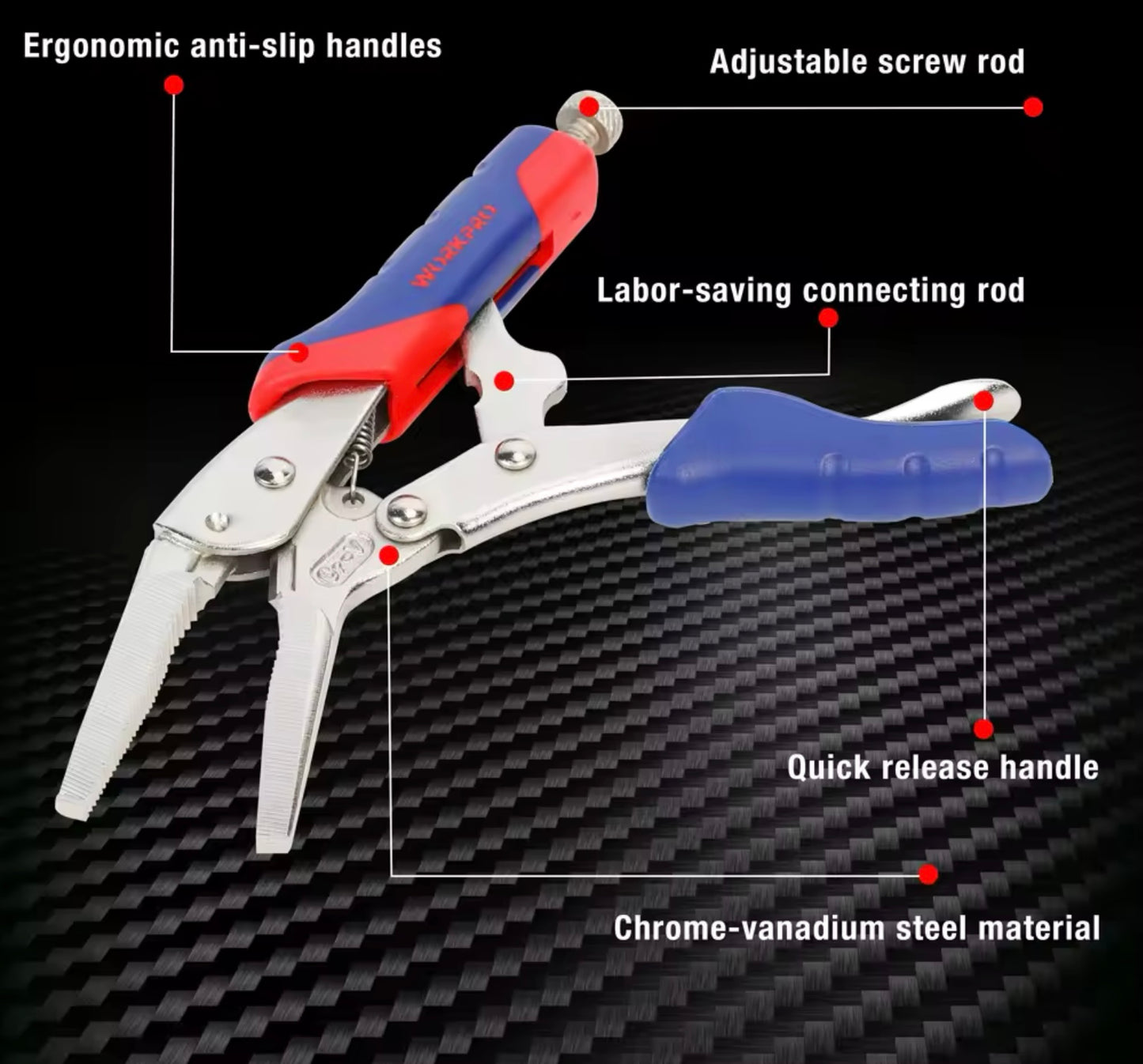 WORKPRO 6.5” Quick Release Long Nose Locking Pliers