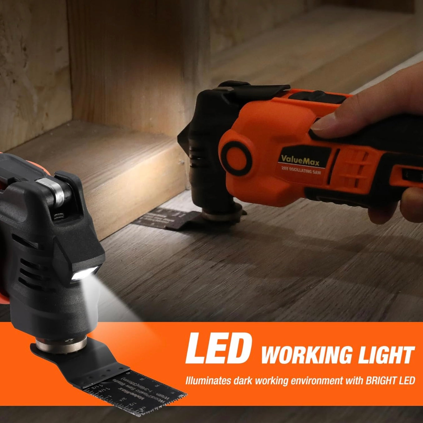 ValueMax 16PC 20V Cordless Oscillating Tool Set w/ Battery, 3.6°Oscillation Angle, 6 Variable Speed, Blades, Carrying Bag