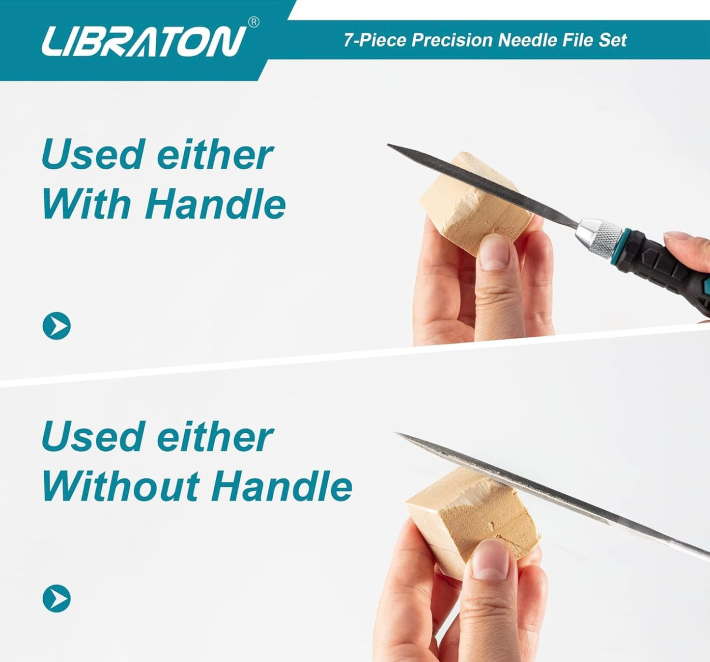 LIBRATON 7PC Interchangeable Needle File Set w/ Handle
