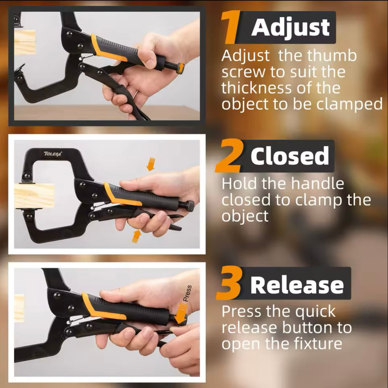 TOLESA 1/3PC 6.75” Heavy-Duty C Clamp